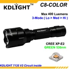 KDLITKER C8-COLOR Cree XP-E2 зеленый 530nm 400 люмен Кемпинг Охота светодиодный фонарик-черный (1 х 18650)