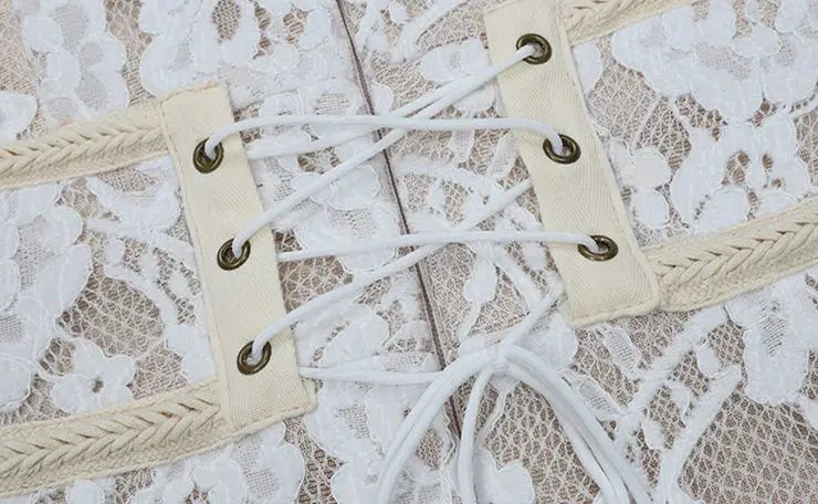 Женский кружевной комбинезон белый без бретелек в стиле Звезд для ночного клуба