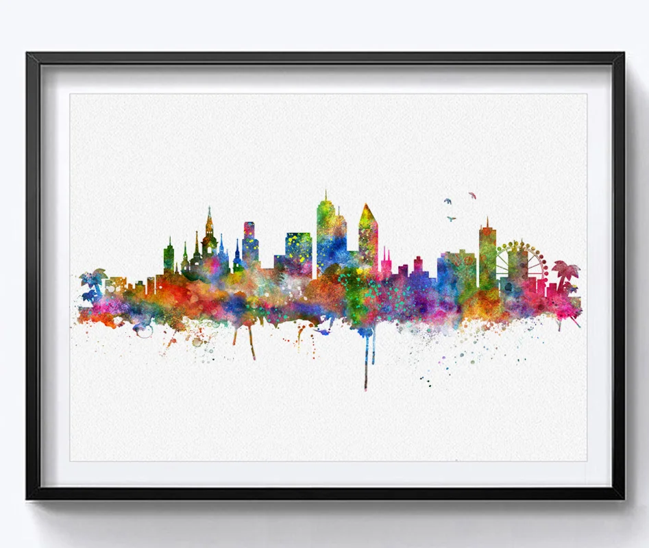 Настенный Декор Orlando с акварельным принтом изящная художественная бумага Skyline City
