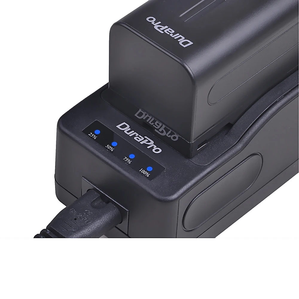 DuraPro 1x5200 мАч NP-F750 NP-F770 батарея камеры + LED быстрое зарядное устройство