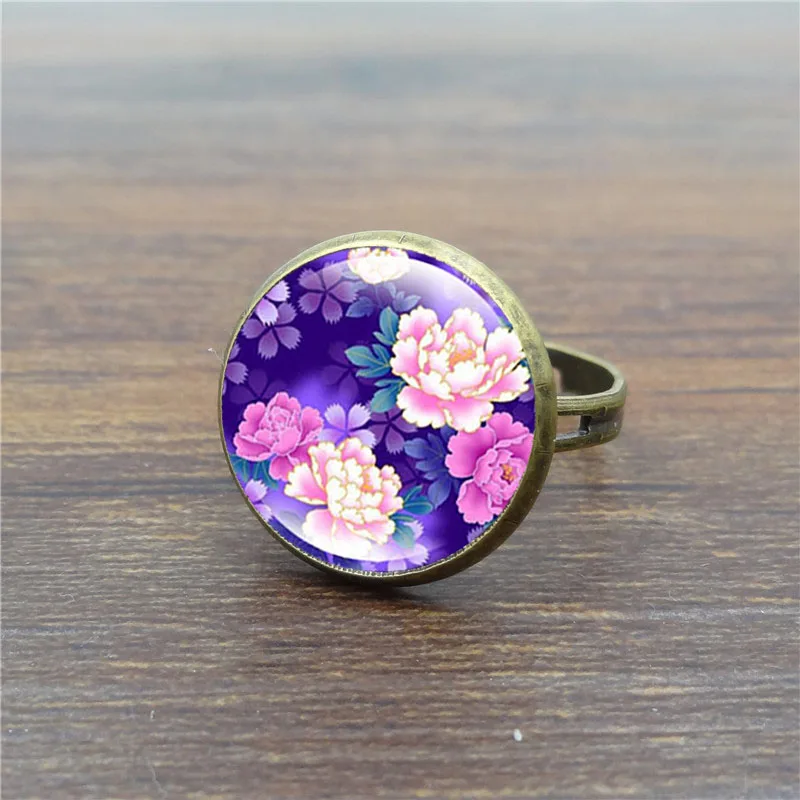 Модные кольца для женщин Роза цветок стекло кабошон Винтажные Ювелирные изделия