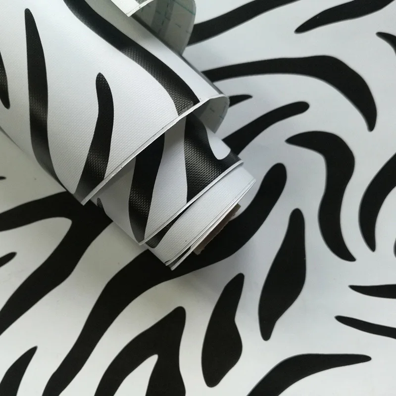 Zebra pattern Самоклеющиеся черные и белые обои в квадрат рулон Отремонтированная мебель наклейка s стены декоративные водонепроницаемые настенные наклейки - Цвет: Zebra pattern