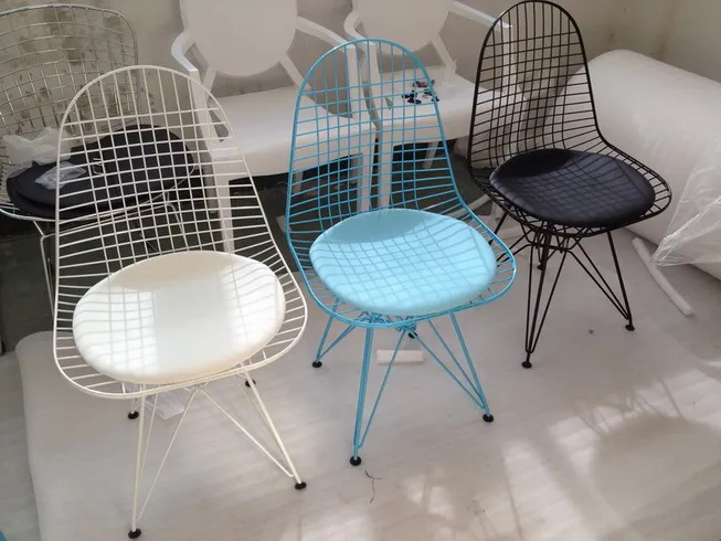 Современный дизайн классический популярный порошковый черный Bertoia Лофт металлический провод стул мягкий обеденный стул со спинкой стальной проволокой боковой стул кафе 1 шт