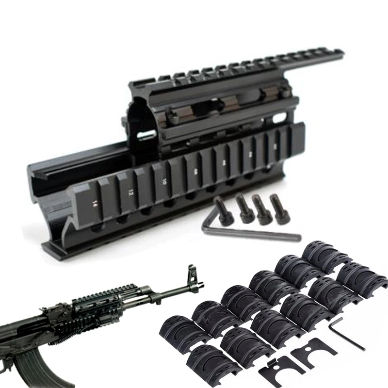 Тактический Quad Rail Mount Универсальный Quad Said Rails Handguard Rail w 12 шт. рельсовые Чехлы для AK47 74 AKS охотничья стрельба Caza