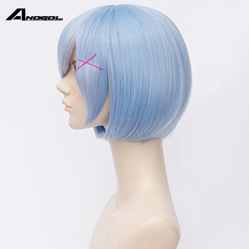 Anogol Re: Zero начала жизни в другом мире Rem старый короткий прямой синий синтетический косплей парик для Хэллоуина вечерние костюмы