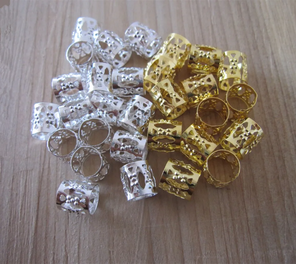 100 золотых и серебряных смешанных дредлоков Регулируемая заколка для волос 8