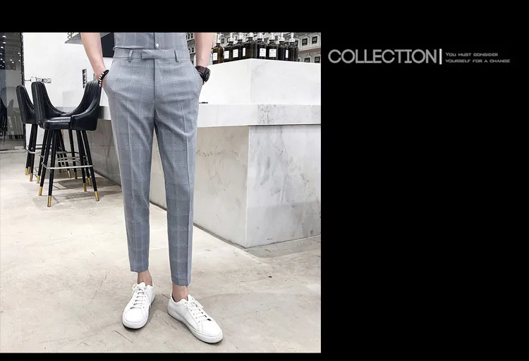 Однобортный костюм, летний костюм, Mariage Homme, серый, хаки, клетчатый костюм, комплект, Smoking Uomo Trajes De Hombre, костюм Homme