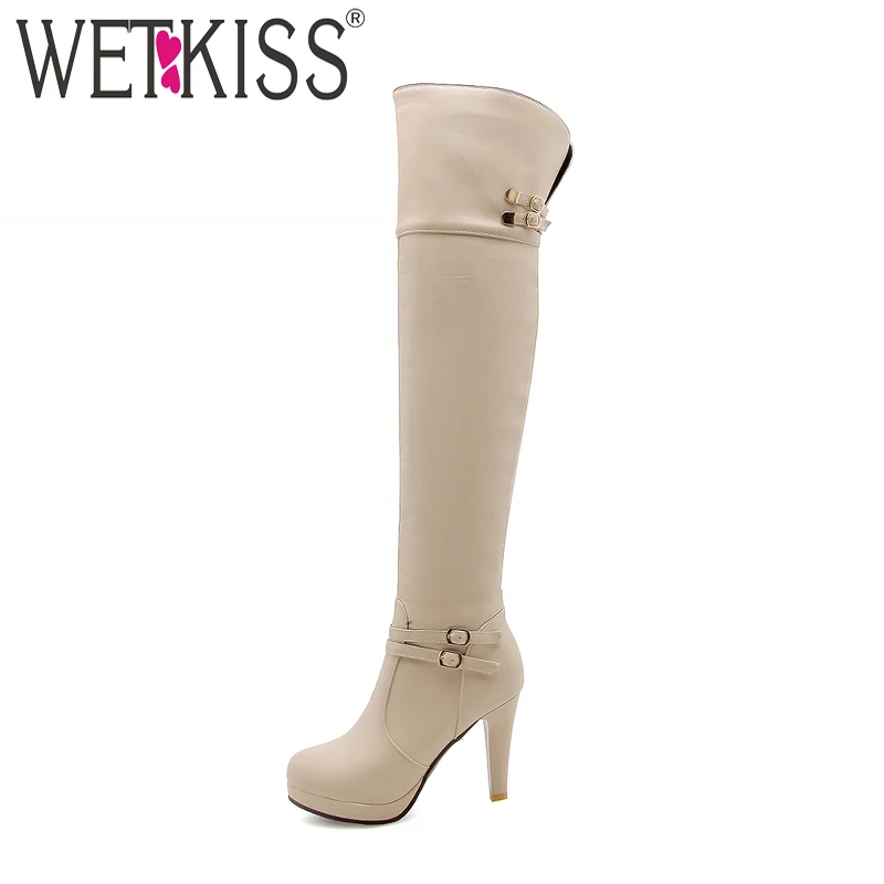 Женские ботфорты из ПУ кожи с круглым носком на молнии | Обувь