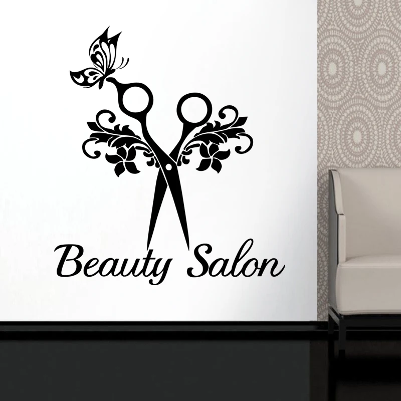 Scissor Hair Salon настенные наклейки для салона красоты виниловые барбершопа
