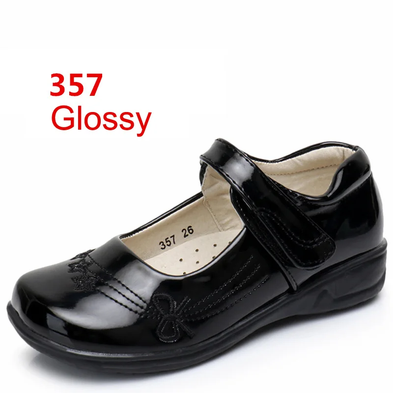 357 Glossy Ребенок Обувь кожаная для девочек из искусственной кожи для девочек тонкие кожаные Официальные ботинки большой вышивкой партия студенты Туфли без каблуков Обувь для девочек Туфли принцессы - Цвет: 357 Glossy