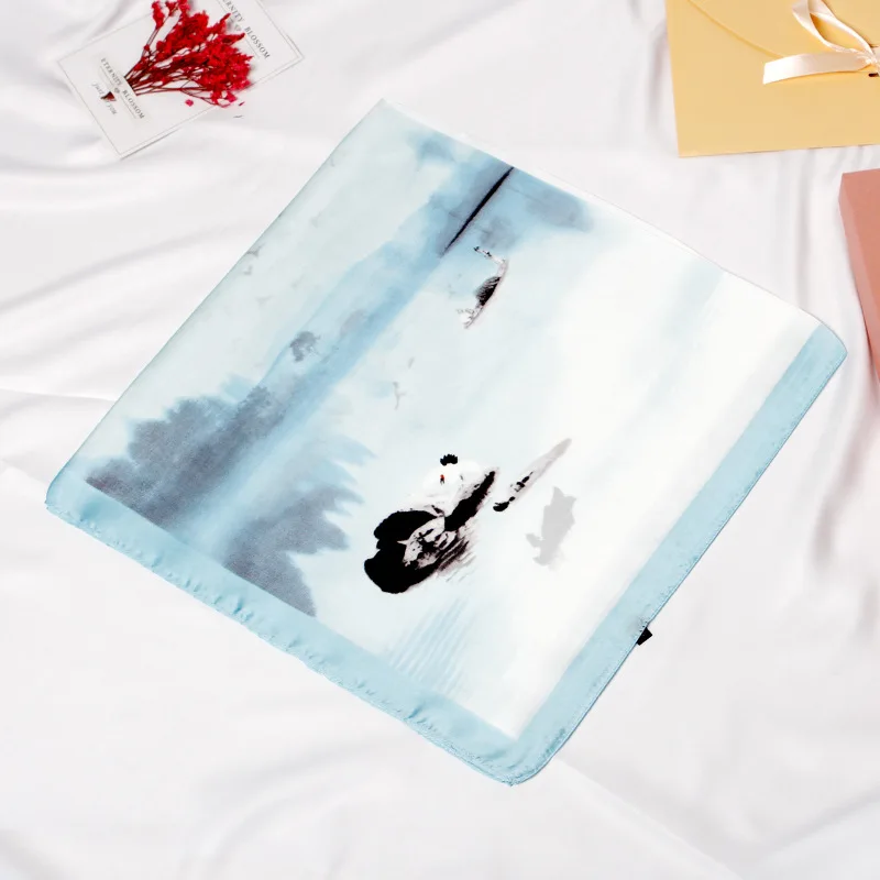 Fashion Women Shawl Ladies Satin Skinny Bags Tie Band Ribbon Hair Neck Kerchief Foulard Print Silk Scarf Square Small Size 70CM |