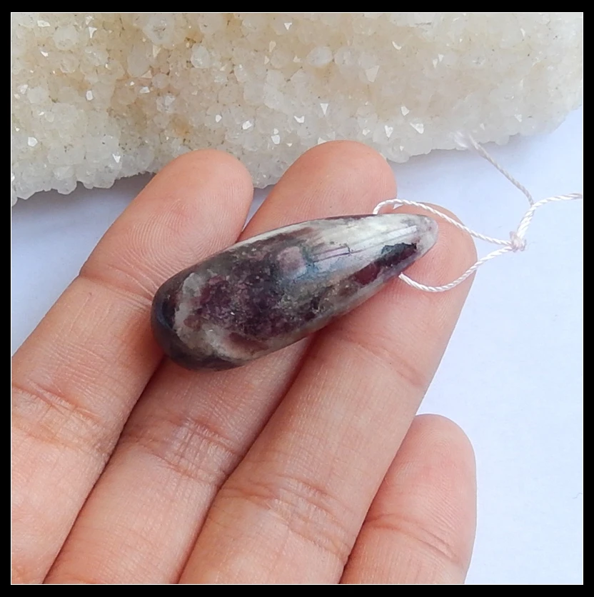 

Sale 1Pcs AAA Natural Tourmaline Side Drilled Necklace Pendant 35x13x12mm 8.5g