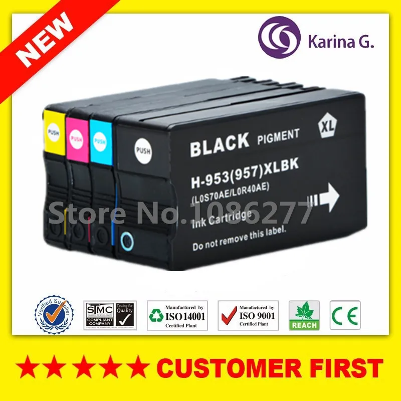 4 шт. совместимый чернильный картридж для HP 953 полный костюм Officejet Pro 7740 8210 8218 8710 8715