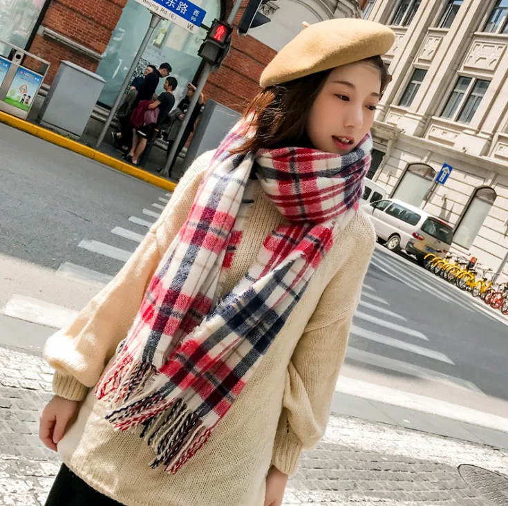 Chanycore удлиненный зимний шарф в полоску Кашемировый Пашмины женские шарфы теплые