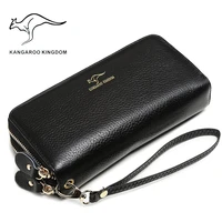 kangaroo kingdom luxury women wallets genuine leather long double zipper lady clutch purse famous brand wallet
