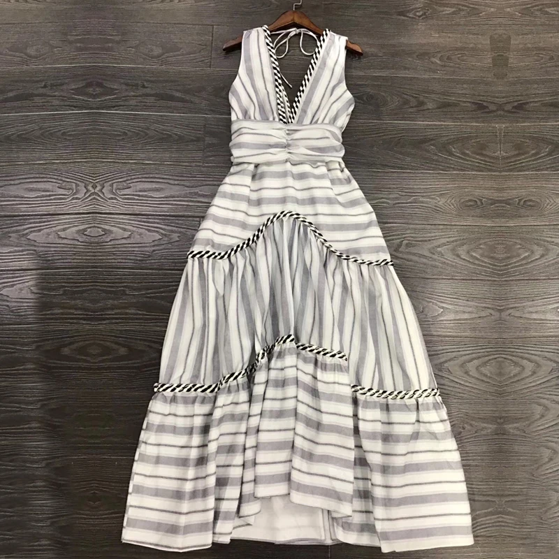 Женское дизайнерское Макси платье с глубоким v образным вырезом и открытой