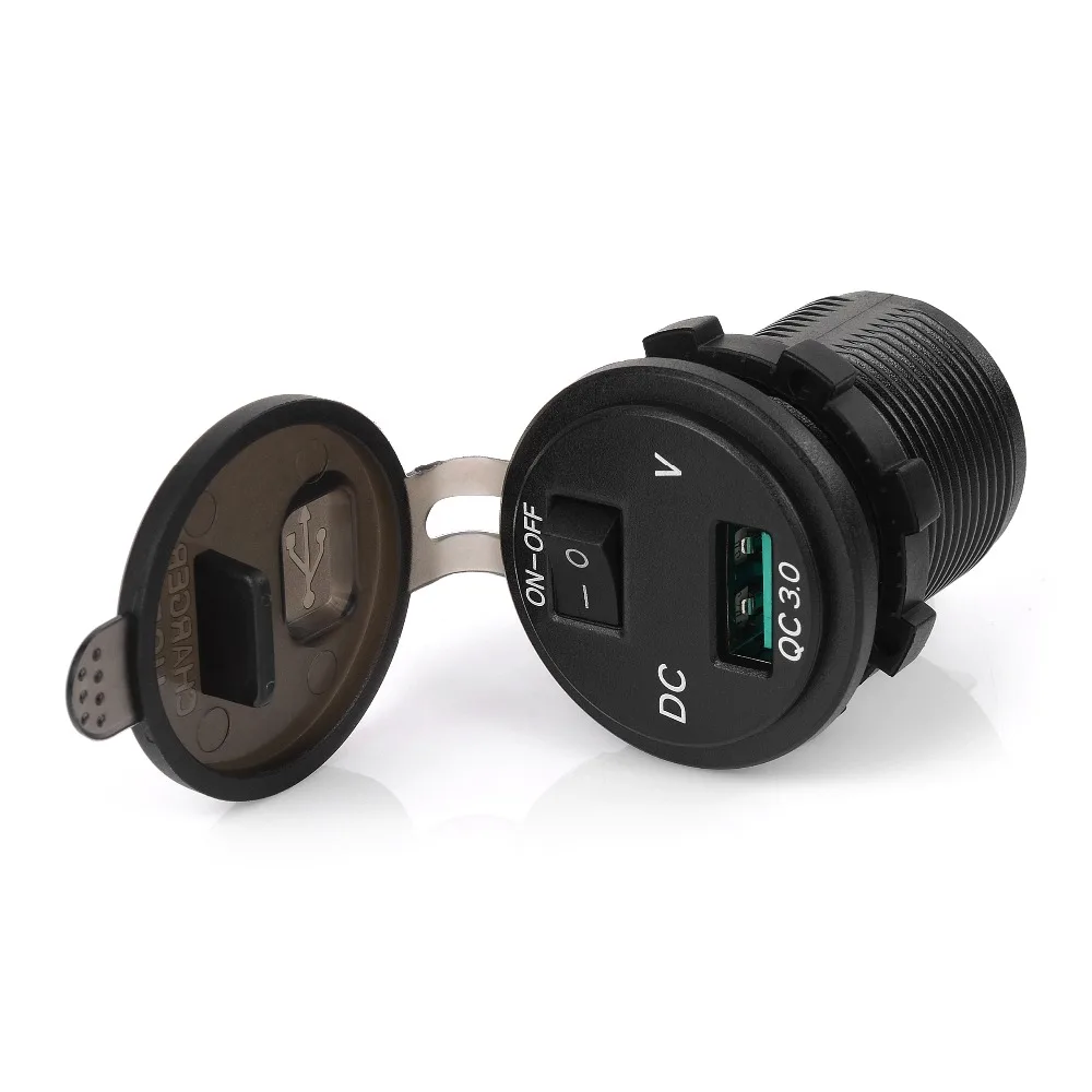 Автомобильное зарядное устройство USB QC3.0 12 В/24 В/25 Вт водонепроницаемое быстрое