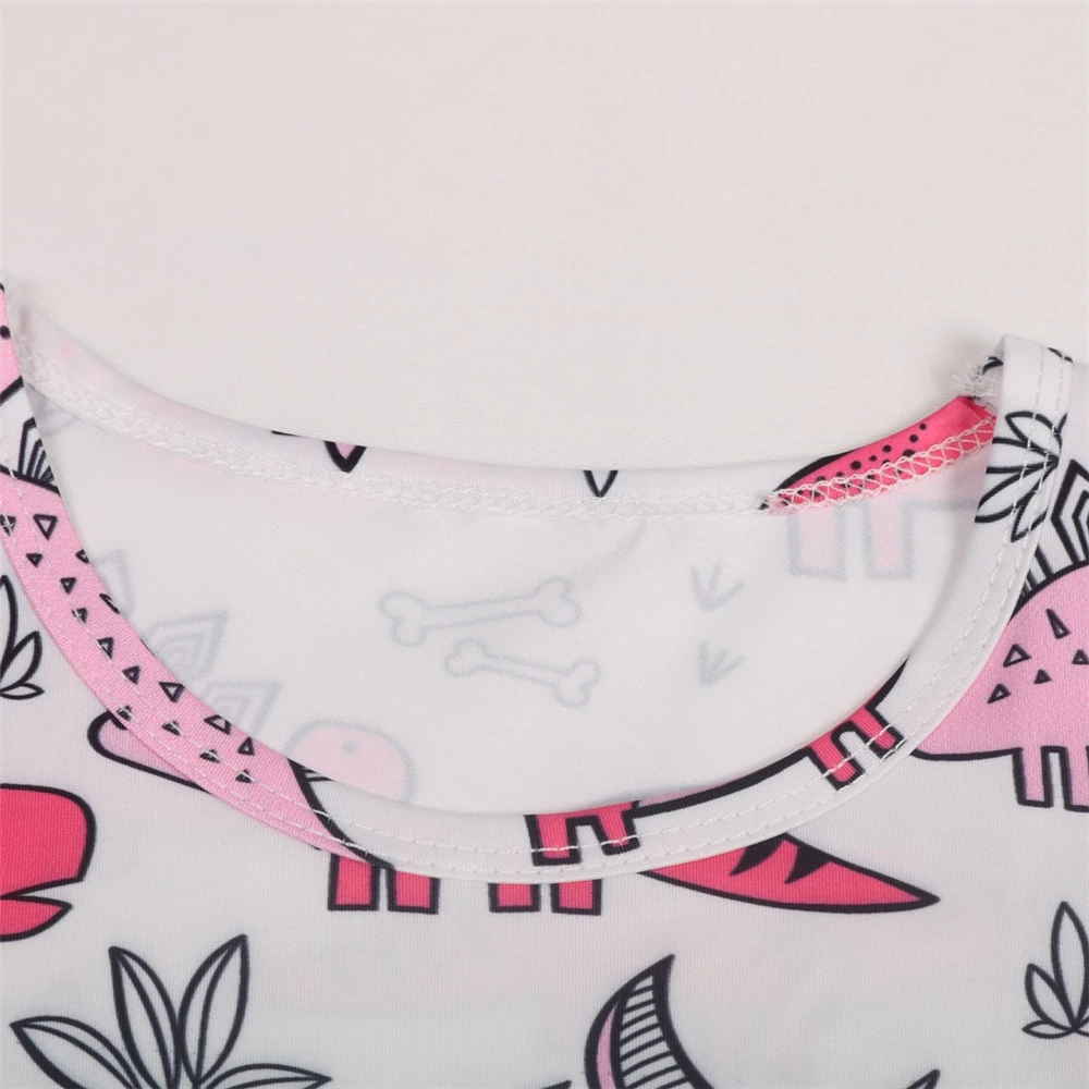 Domi Ketty girls dress print dinosaur pink summer children cartoon dresses baby girl princess birthday for party costume | Детская