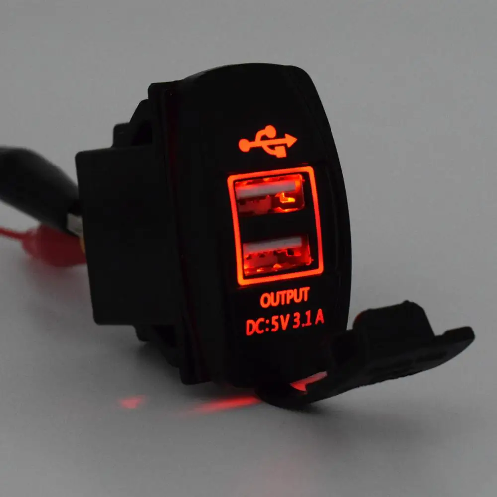 Red Light XCGaoon Универсальный двойной USB Автомобильное зарядное устройство адаптер питания 5 В 3.1A 2 USB разъем для iPhone IPad samsung fit Honda Toyota Nissan и т. Д - Название цвета: Red Light