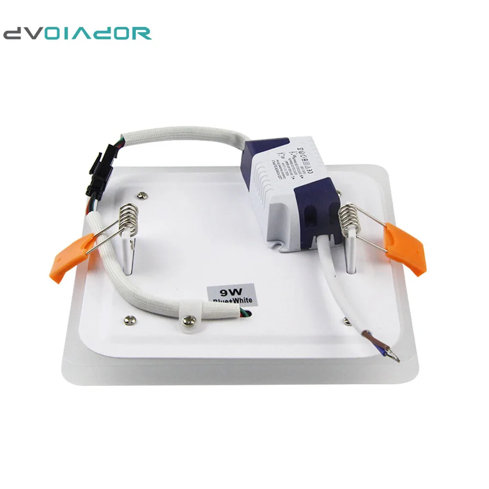 DVOLADOR Square Double Color LED Panel Light 6W 9W 16W AC110V-220V led Ceiling Recessed Downlight for home Decoration light | Лампы и