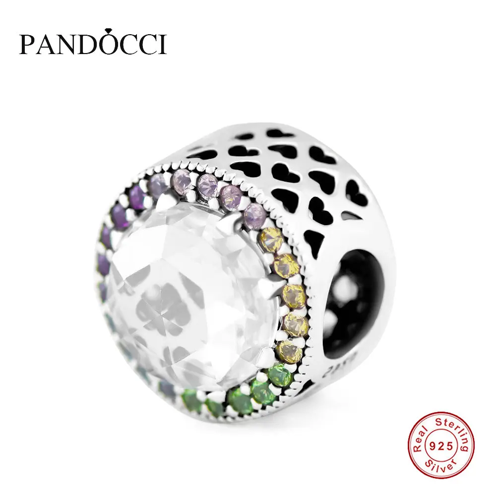 Fit Pandora Charms Jewelry Multi-Color Radiant Hearts Silver Charm Original 925 Sterling Beads for Making | Украшения и
