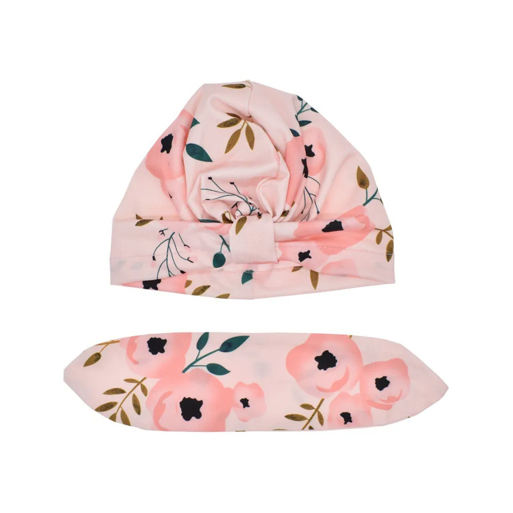 

Infant baby Floral Girls Cotton Hats Casual Adorable Fashion autunn spring Hospital beanie cap Cute bowknot Turban Headwear 2021
