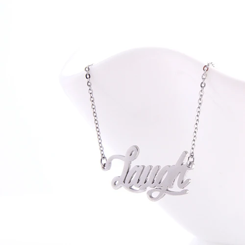 AOLOSHOW Letters Name Necklace for Women Alphabet &quot Laugh Statement Gold Color Stainless Steel Charm Pendant Nl-2440 | Украшения и