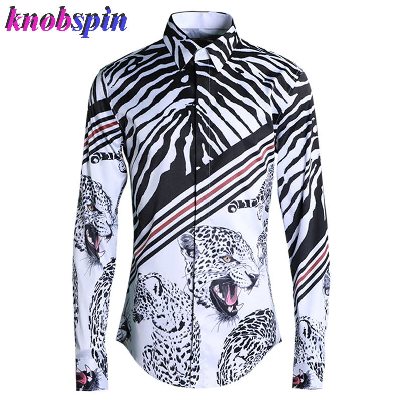 

Fashion Printed Mens Shirt 2019 long sleeve Slim Chemise homme high quality Business male Dress Shirts Casual Camisas masculina