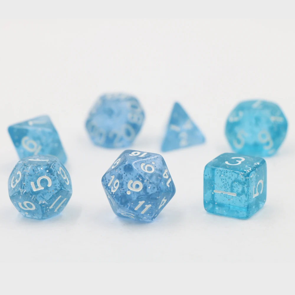 Подземелья и Драконы 7 шт./компл. Творческий ролевая игра Dic D& D Цвет Фул Разноцветные Игральные Кости DND Прозрачный детский голубой цвет