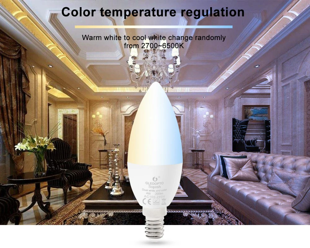 G светодиодный OPTO zigbee zll светодиодный 4 Вт светильник в форме свечи rgb/rgbw/rgbww/cw умный Контроль приложения AC100-240V E12/E14 работа с amazon smartthings