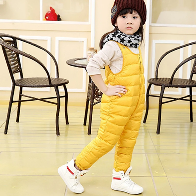 Baby Girls Winter Down Pants Children Outerwear Thicken Jumpsuits Overalls White Duck Pant Kids Warm Trousers Clothing 1-4Y | Мать и