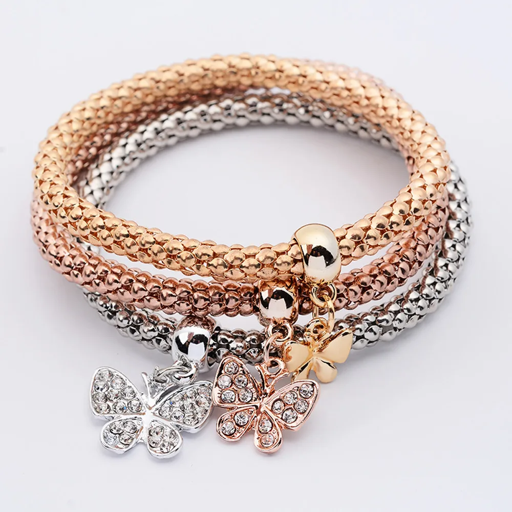 Zerotime# H5 Новая мода 3 шт Женский Pulseiras браслет с подвесками бабочки многослойный браслет Элегантный