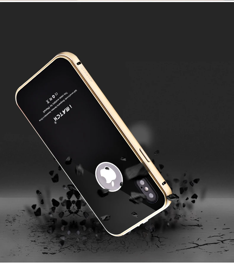iMatch чехол для iPhone X Coque Роскошный Алюминиевый металлический бампер+ 9H Твердость Закаленное стекло задняя крышка для iPhone X чехол