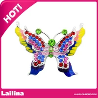 100pcslot animal wholesale colorful butterfly rhinestone crystal brooch pin