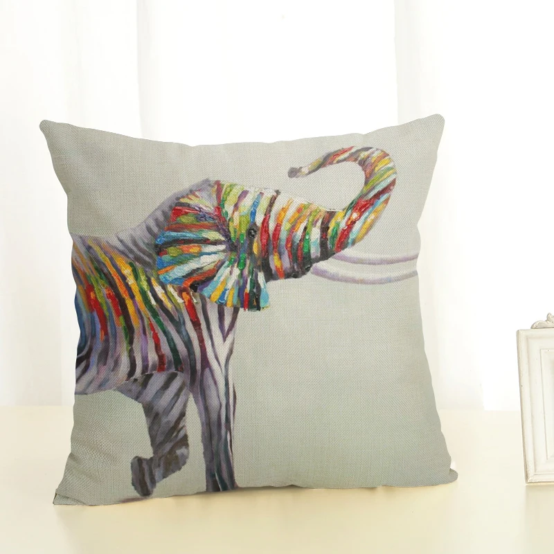 Слон узоры квадратная льняная морская лошадь диван пледы наволочки осьминог