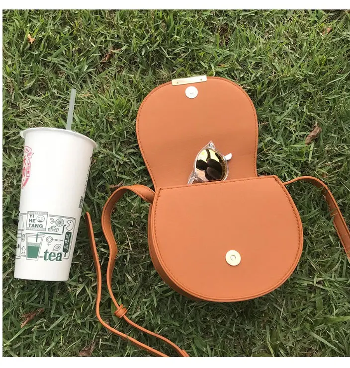 Корейский стиль ретро полукруглый женский Слинг Сумка элегантная простая сумка через плечо для женщин седельные сумки из искусственной кожи женские сумки черного цвета