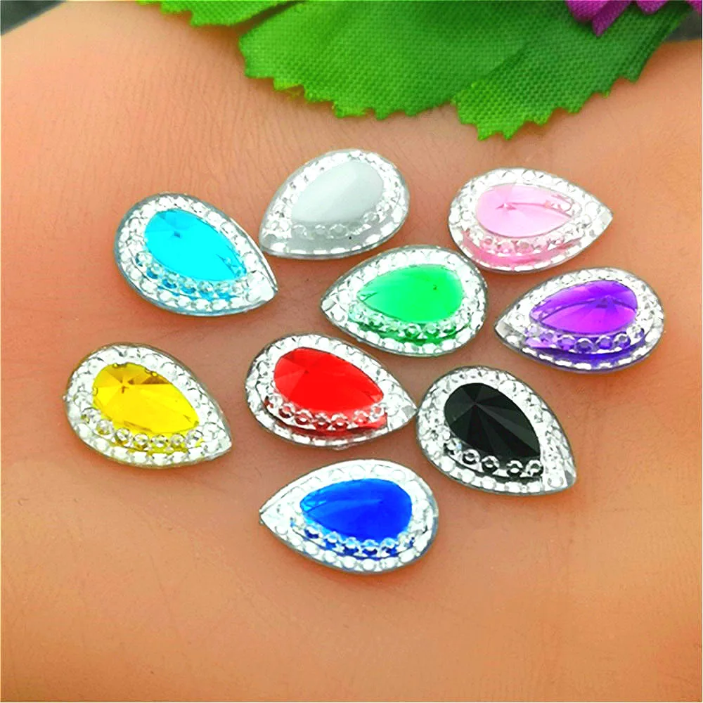 

DIY 80pcs MIX 10mm*14mm Resin Drop shape Flatback Rhinestone Wedding decoration