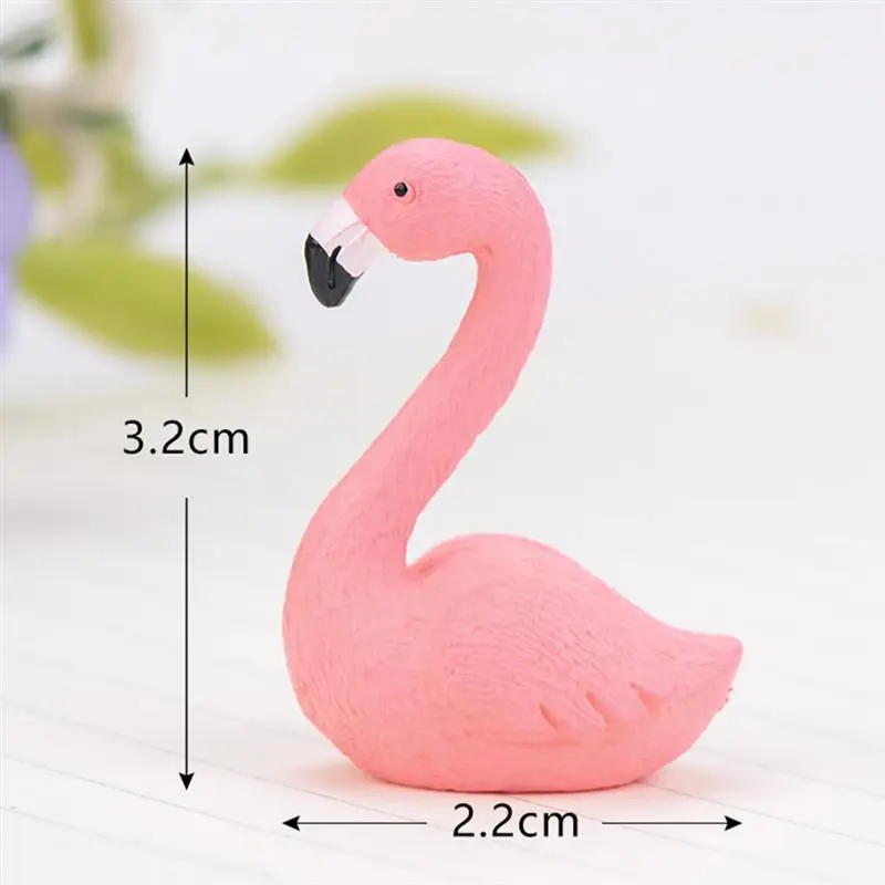 2pc Pink Plastic Decorative Flamingo Fairy Garden Decor Craft Dollhouse Accessory Home Decoration Crafts Figurines Miniatures