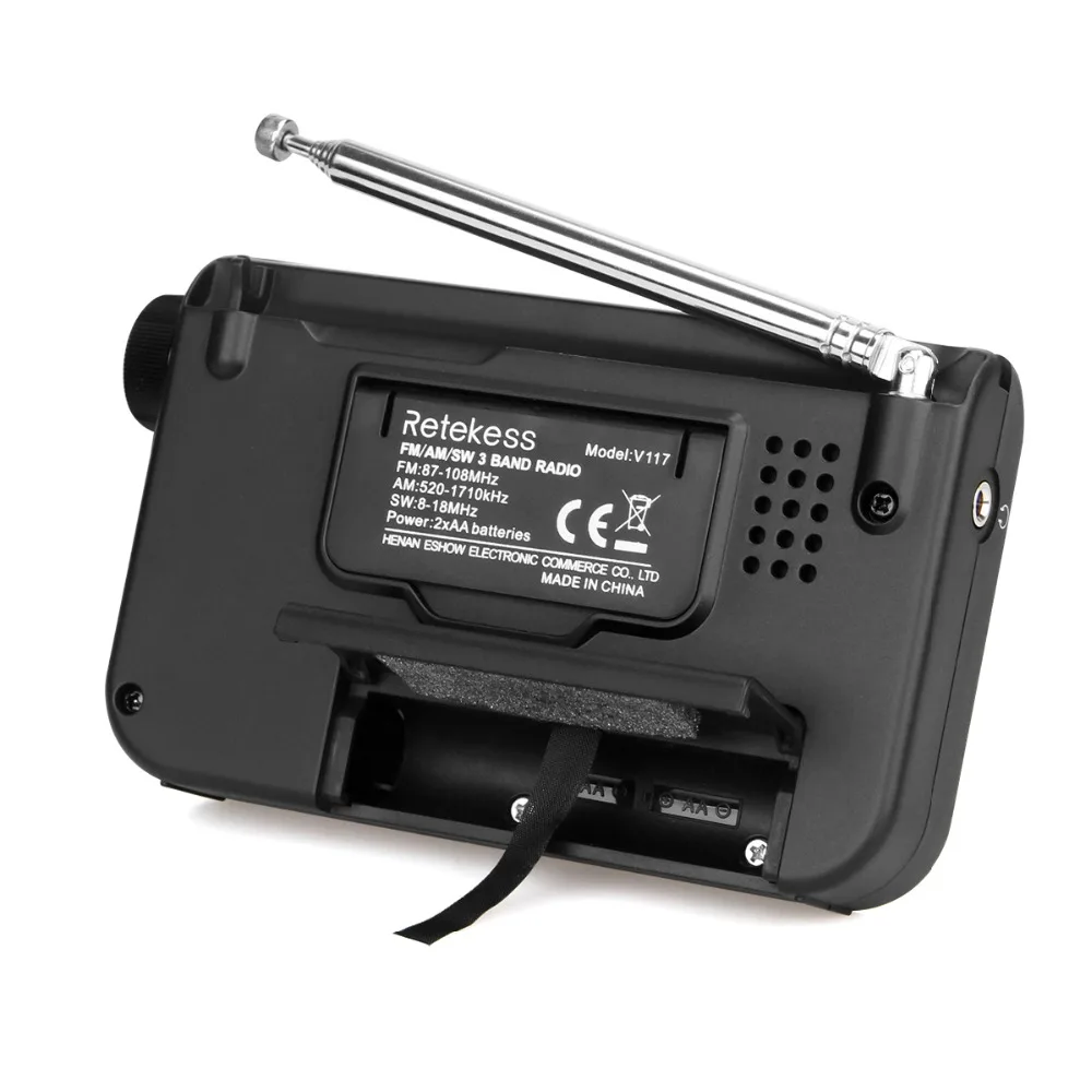 Радиоприемник Retekess V117 3 диапазона FM/AM/SW на батарейках аварийный радиоприемник