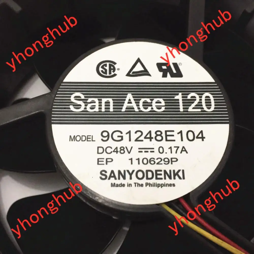 SANYO DENKI 9G1248E104 постоянного тока 48В 0.17A 3 провода 120x120x38 мм Сервер вентилятор