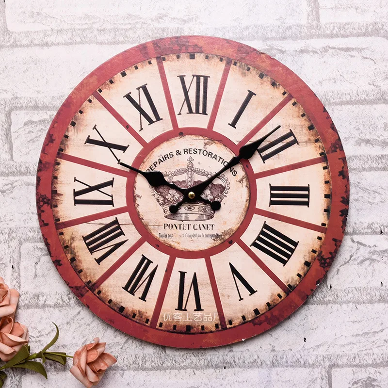 

14 inch Wall Clock Saat Relogio de parede Duvar saati Digital wall clock Home living room wall decoration clocks wood watch 33cm