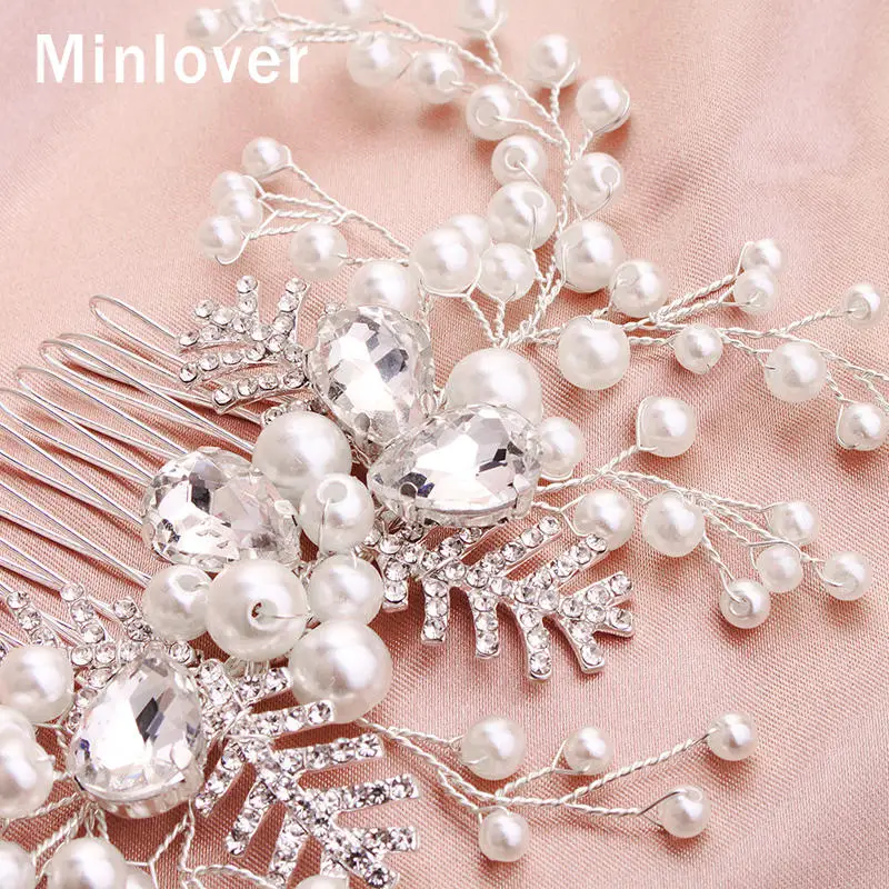 Minlover большой кристалл свадебные гребни для волос головной убор искусственный