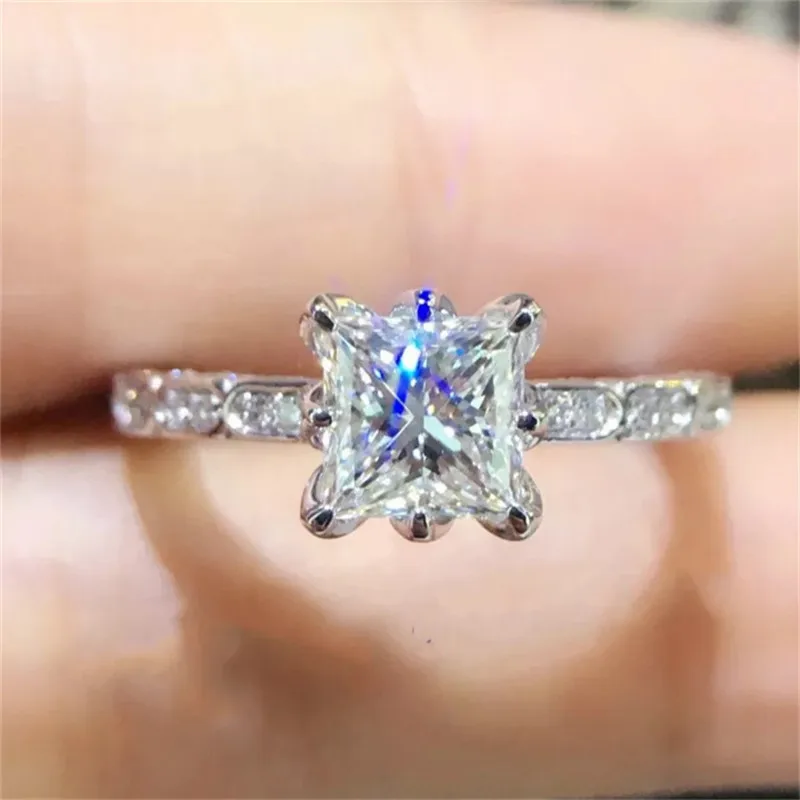 CC серебряные кольца для женщин принцесса Роскошные винтажные полые квадратные