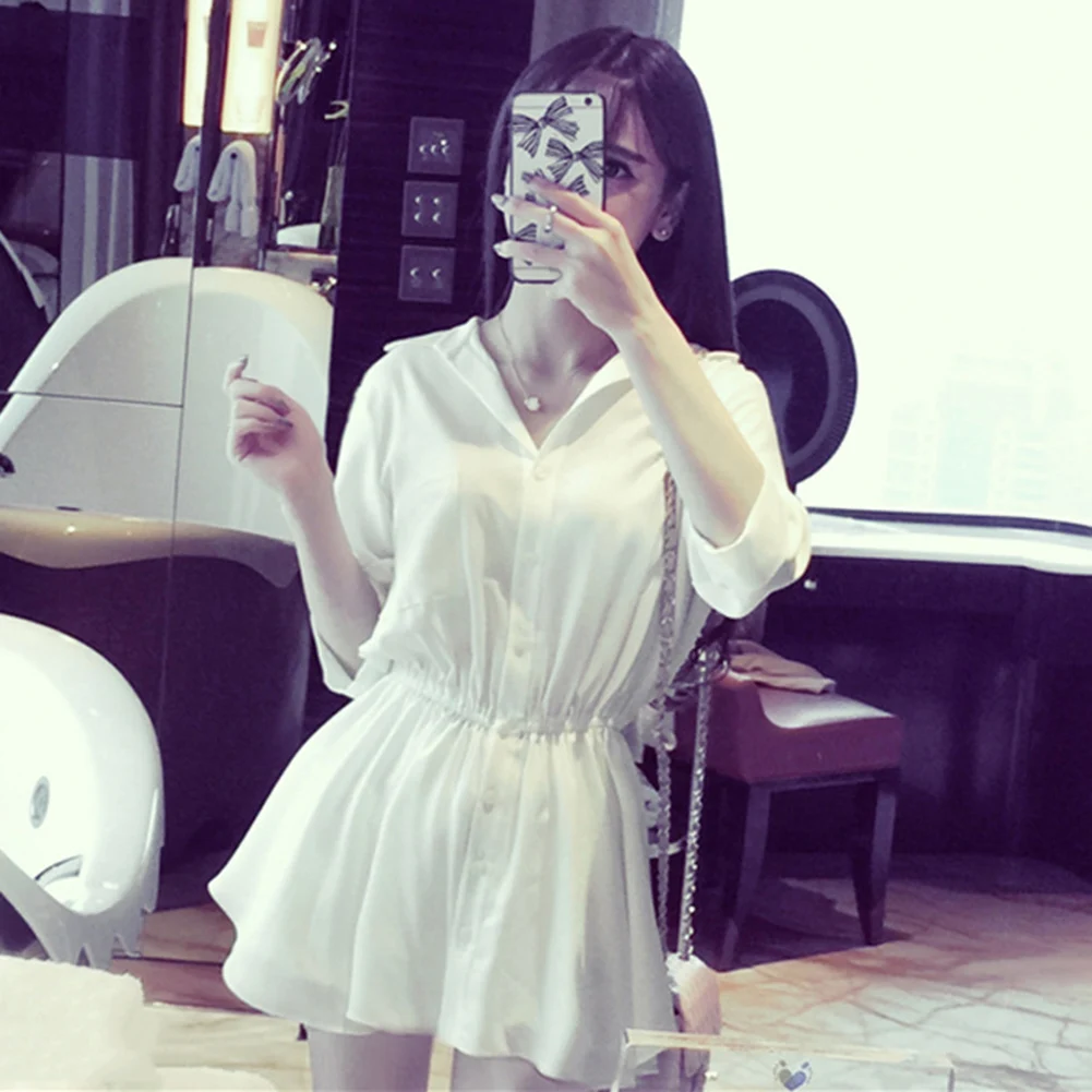 Long Arm Fashion Women T-Shirt Dress Sleeve Casual Loose Shirt Sexy V-neck | Женская одежда