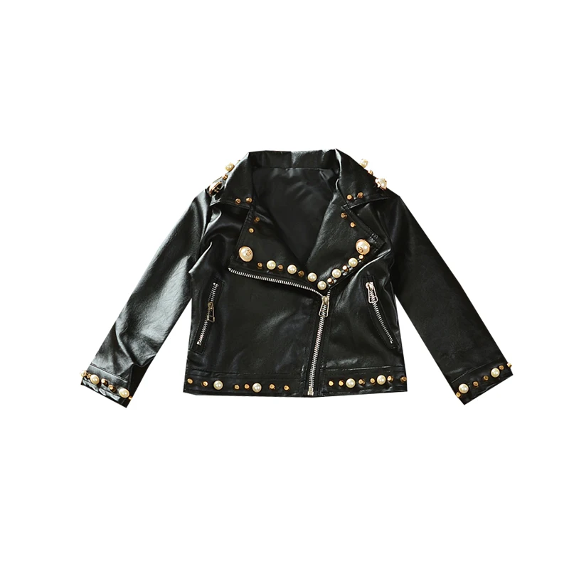 Куртка из искусственной кожи для От 2 до 7 лет и девочек модная мотоциклетная