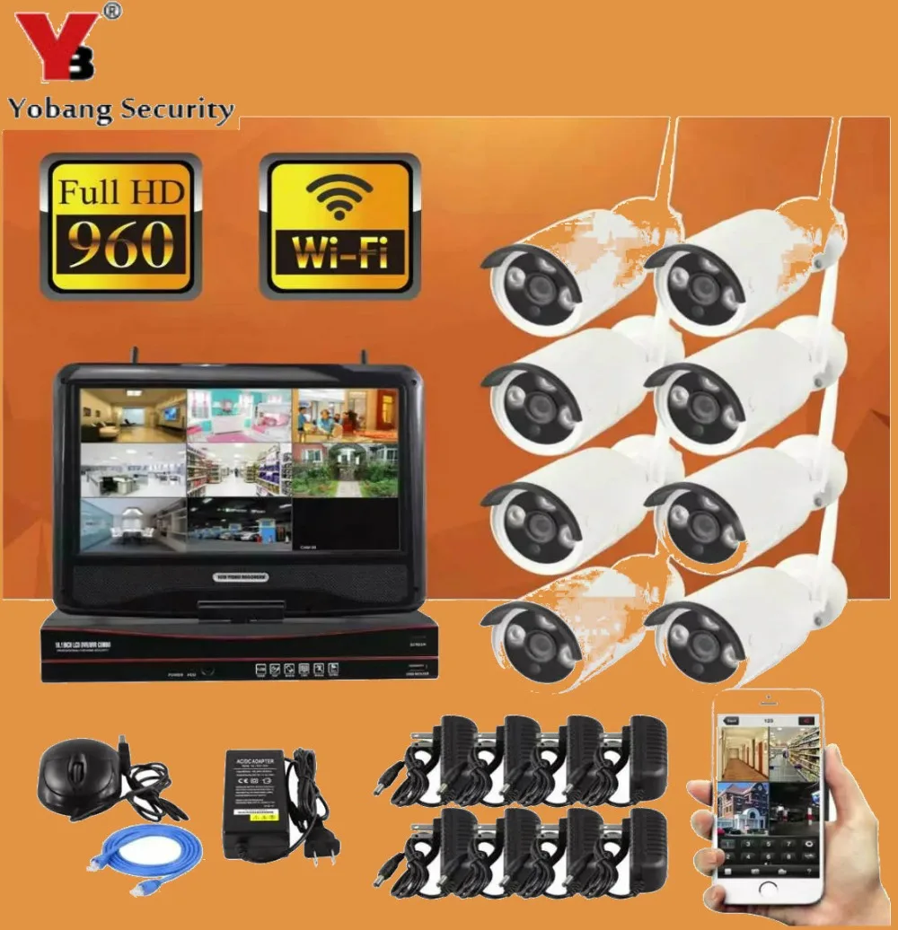 YobangSecurity 10 1 дюймов 8CH wifi NVR беспроводная камера безопасности с наружной 1.0MP 720P