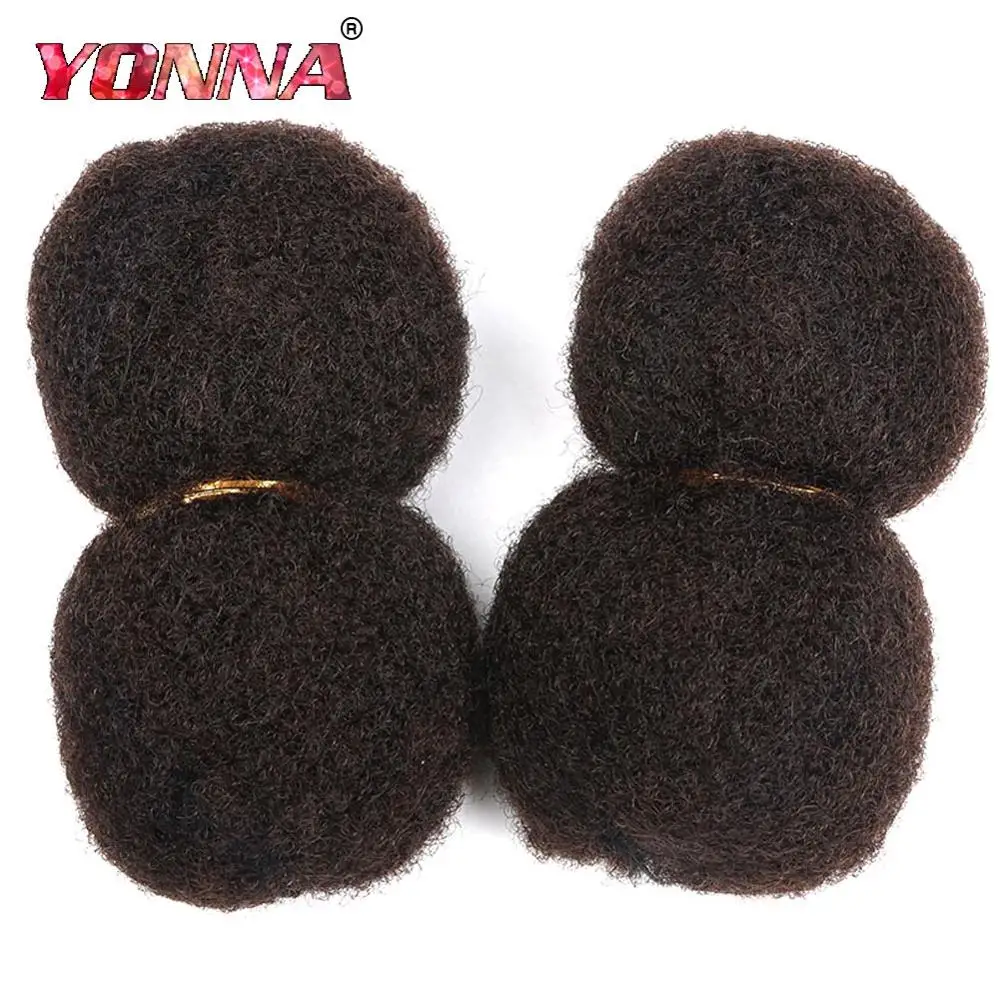 YONNA Tight афро кудрявые объемные человеческие волосы человеческие волосы для дредов, твист косы человеческие волосы для наращивания 4 шт./партия, 30 г/шт