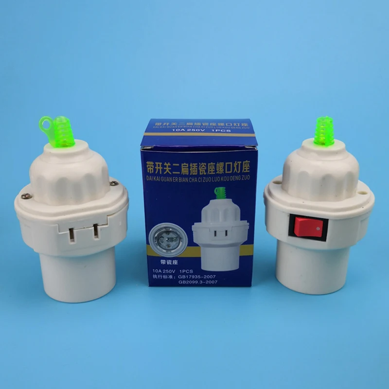 

2pcs E27 Plug In Light Holder with Switch Socket High Power Ceramic Port Lamp E27 Base