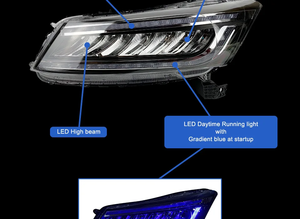 АКД Тюнинг автомобилей фары для Honda Accord G8 2008-2013 фары Полный СВЕТОДИОДНЫЙ DRL ходовые огни биксеноновый луч динамический сигнал