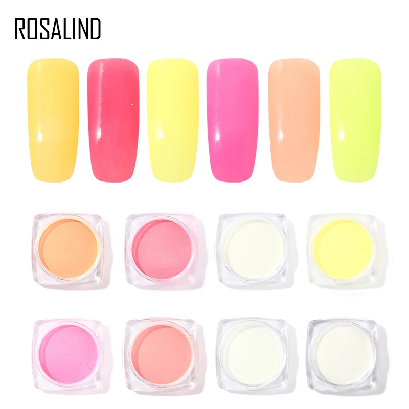 Блестящий Порошок ROSALIND Флуоресцентный порошок для ногтей Полупостоянный УФ-лак